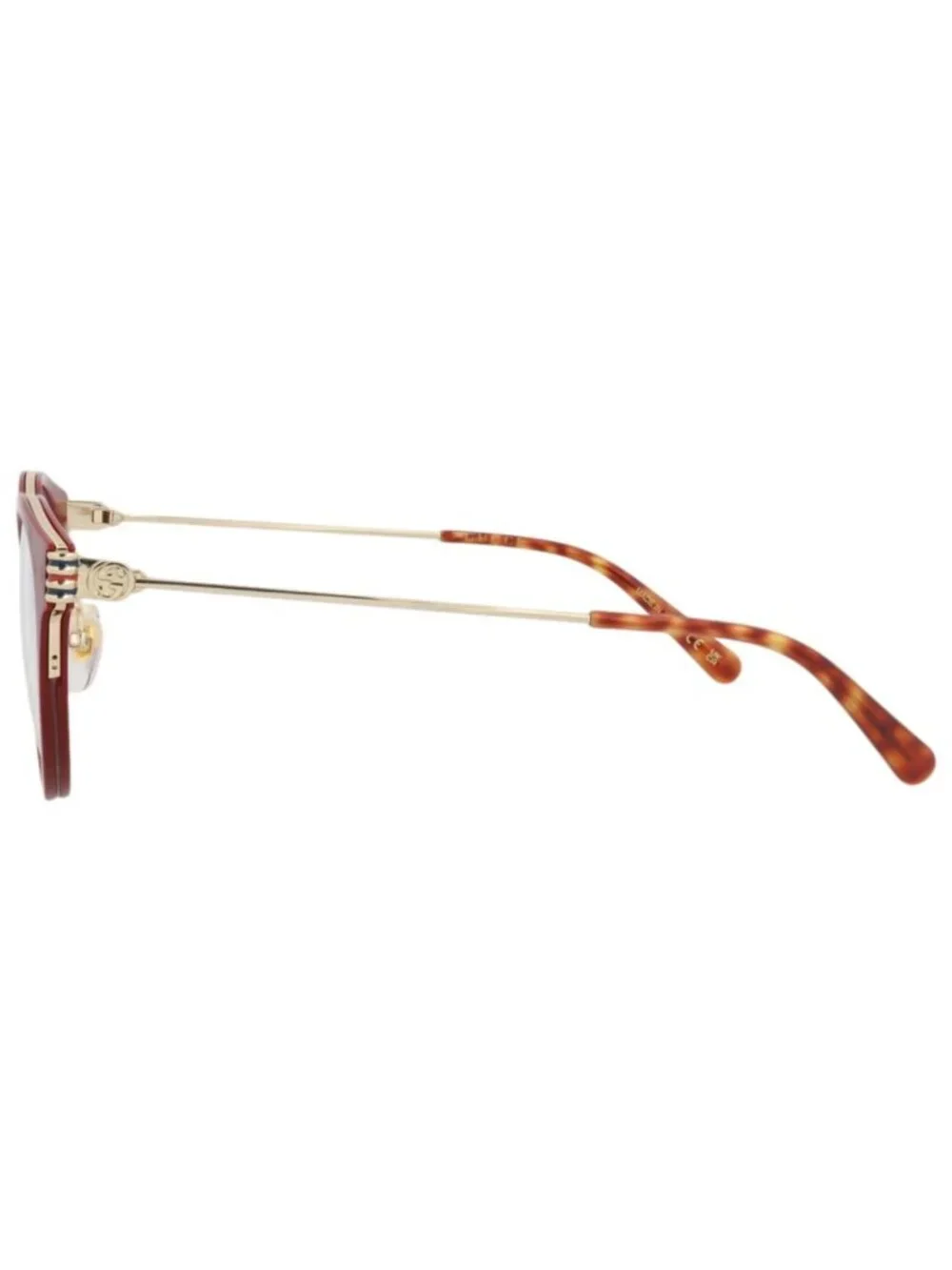 New Gucci Women's Eyeglasses Round Oval Recycled Acetate Frame Burgundy Gold